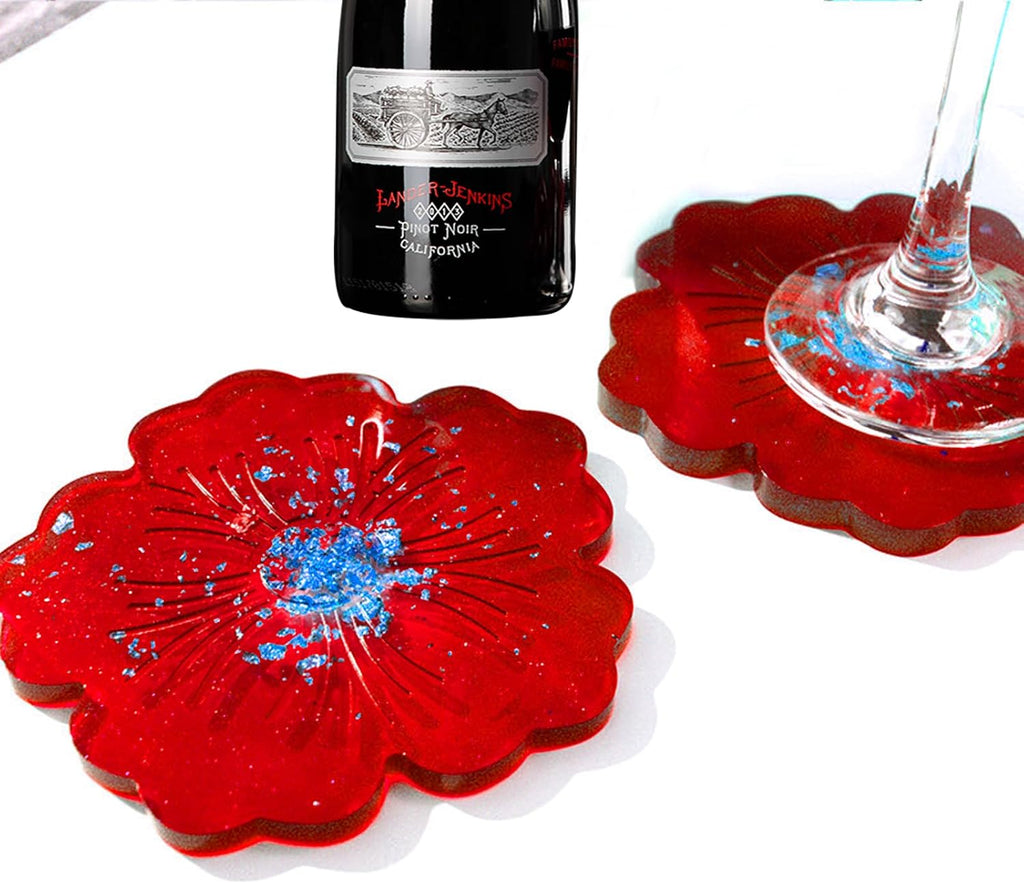 Silicone Coaster Molds,  6 Pack Flower Coaster Resin Molds DIY Epoxy Resin Coaster Molds Flower Silicone Tray Resin Casting Molds Irregular Epoxy Resin Agate Coaster Cup Mat Molds, 2 Styles