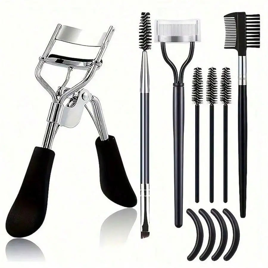 11-In-1 Eyelash Grooming Kit, Includes Eyelash Curler with Comb Separator, Eyelash Wand, Eyebrow Brush, 4 Silicone Refill Pads