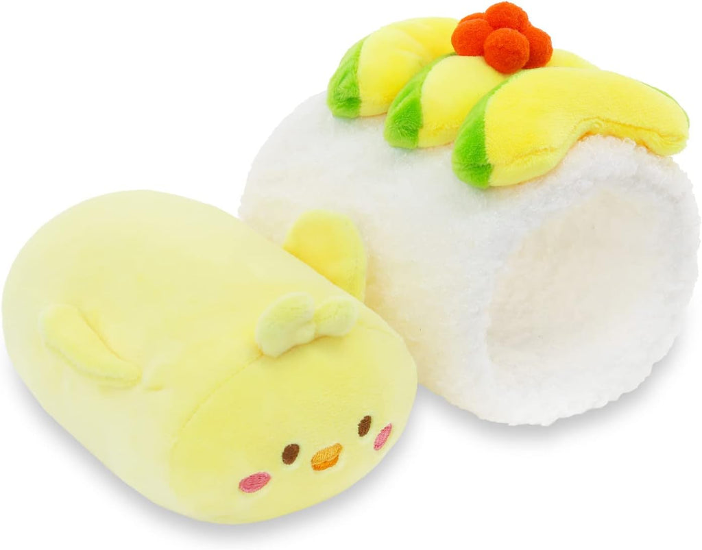 Avocado Sushi Chickiroll Plush Pillow, Kawaii Chick, 6" | Soft Plush Toy in Removable Burrito Outfit; Bedroom Decor and Birthday Gift for Kids and Women.