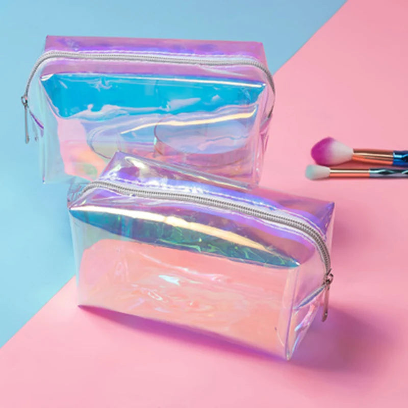 Holographic Makeup Bag Cosmetic Travel Bag Toiletry Organizer Purse for Women 2023 New Colorful Organizer Pouch Travel Fashion