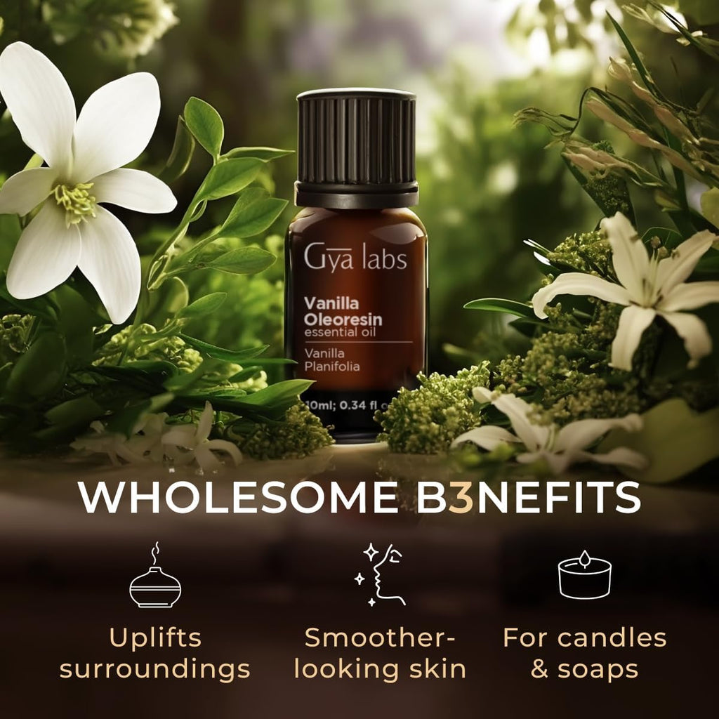 Vanilla Essential Oil for Diffuser - Vanilla Oleoresin Essential Oil - Vanilla Essential Oil for Skin & Candle Making - Long Lasting Vanilla Oil Perfume (10Ml)