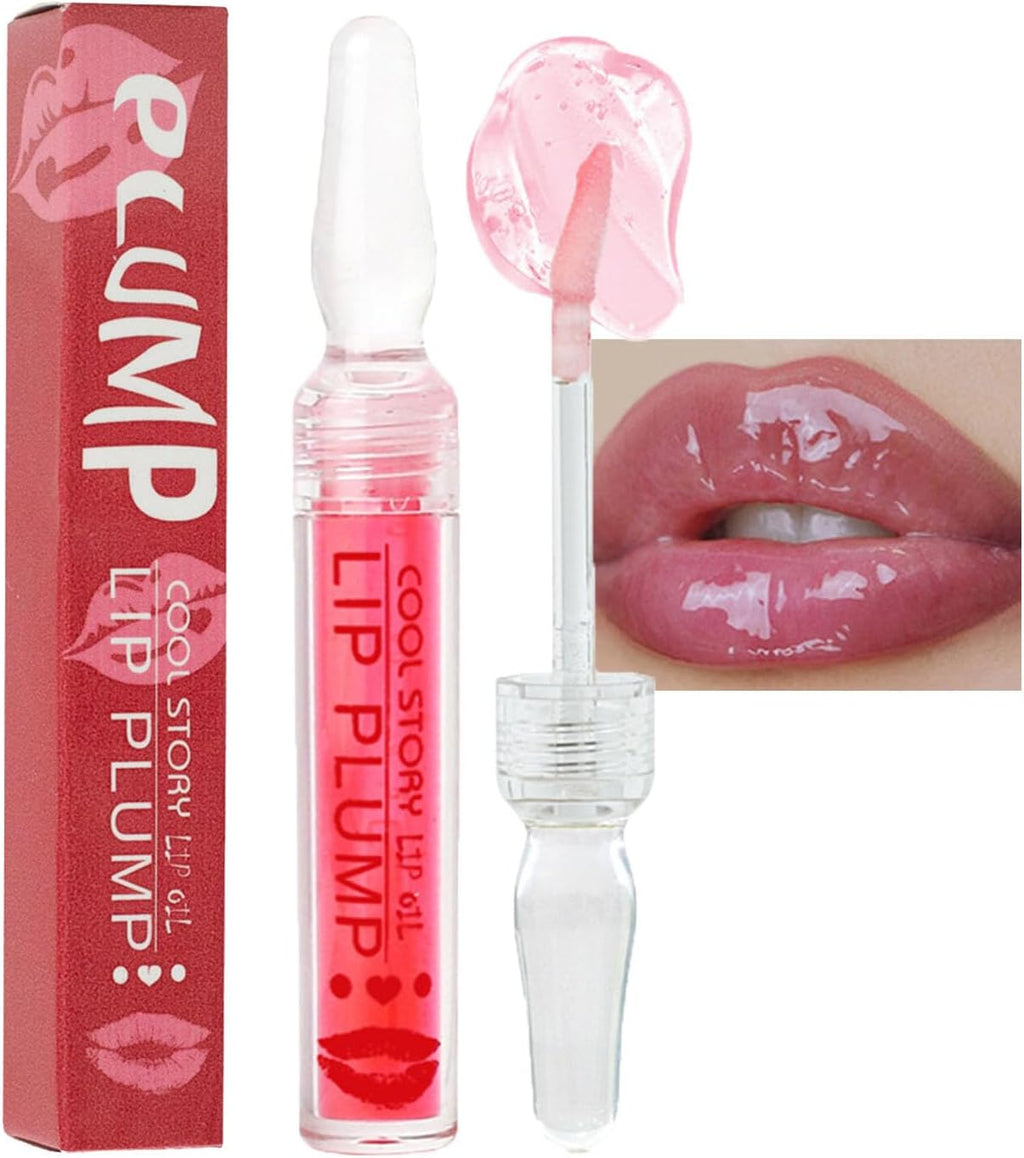 Moisturizing Lip Oil Hydrating Lip Glow Oil,No-Sticky Lip Gloss Lip Balm Lip Care Oil Tinted Clear Lip Plumper, Pink Lip Glaze Glossy Lip Make up for Dry Lip