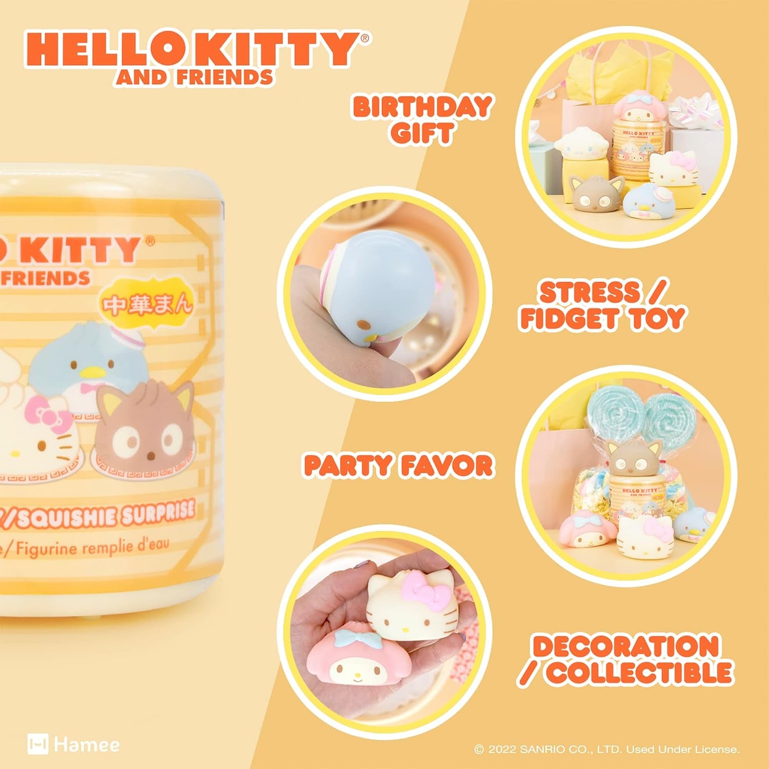 Squishu Capsule Hello Kitty & Friends Series 3: Steamed Bun - 1 Pc. | Cute Water-Filled Squishy Toy, Mystery Blind Capsule, Birthday Gift, Party Favor, Gift Basket Filler, Stress Relief