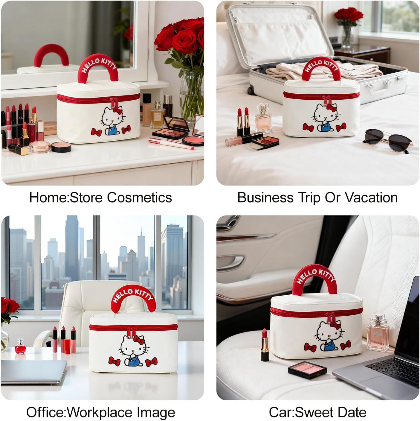 Large Travel Makeup Bag Waterproof Cosmetic Bags,Portable Toiletry Organizer with Handle for Girl,Cute Home Storage for Women