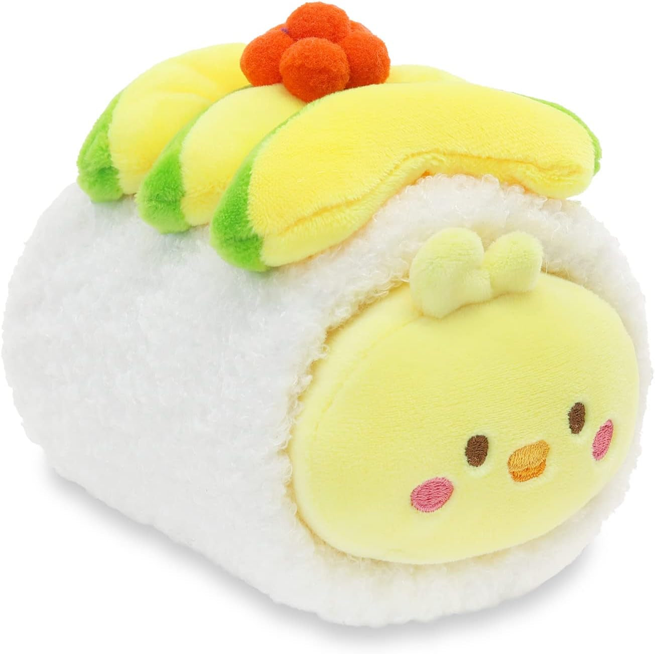 Avocado Sushi Chickiroll Plush Pillow, Kawaii Chick, 6" | Soft Plush Toy in Removable Burrito Outfit; Bedroom Decor and Birthday Gift for Kids and Women.