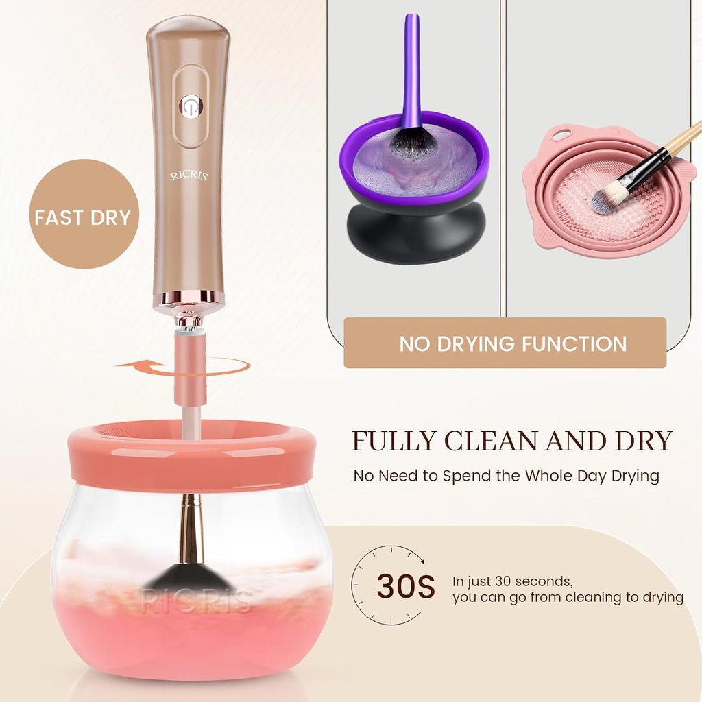 Electric Makeup Brush Cleaner and Dryer - Rapid Cleaning and Drying Solution for Cosmetic Brushes - Automatic Brush Spinner Washer