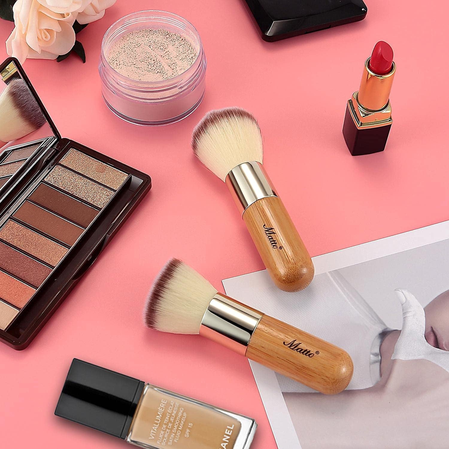 Makeup Brush Set 2 Pieces Face Blush Kabuki Powder Foundation Makeup Brushes for Mineral BB Cream