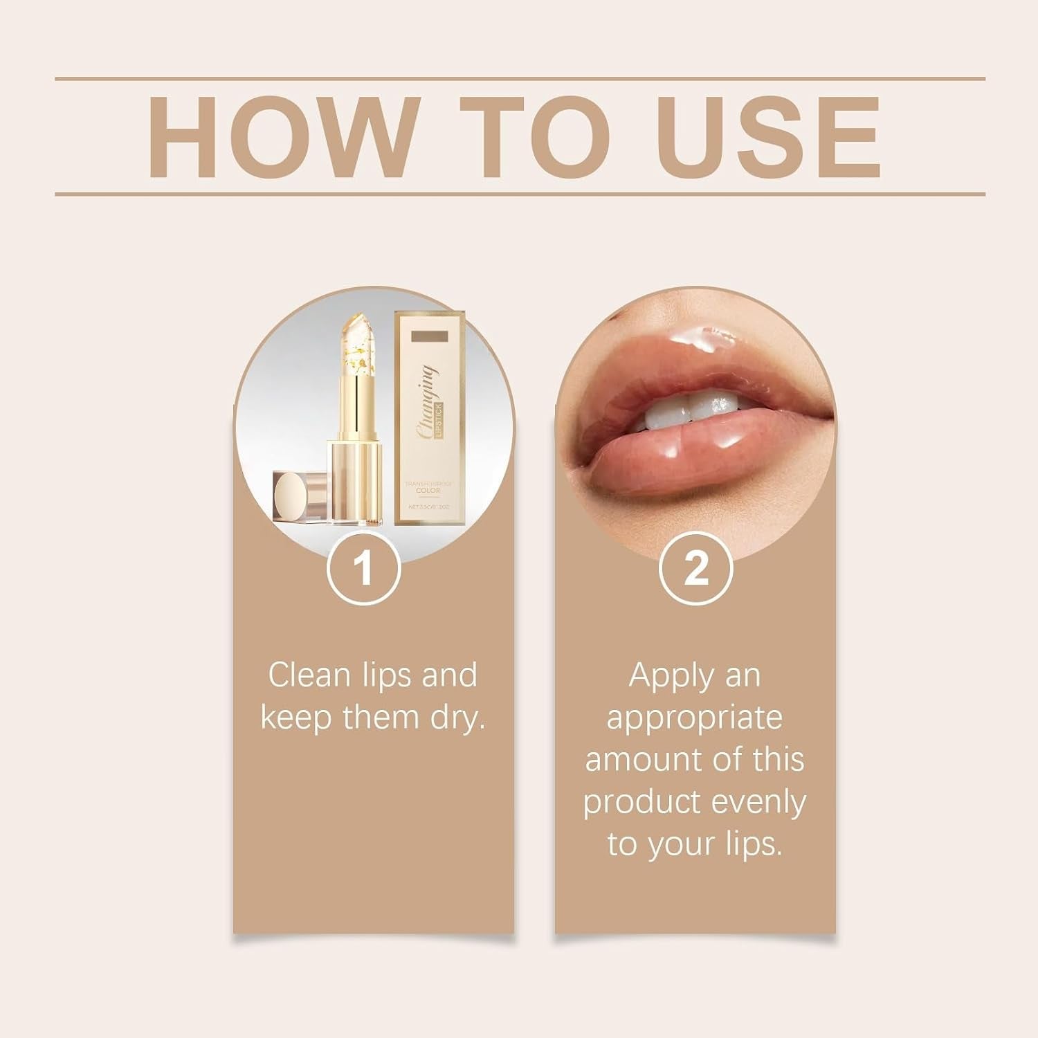 Colour Changing Lipstick with Gold,Transferproof Gold Cry/Stal Temperature Changing Lipstick,Long-Lasting Moisturizing Lip Gloss,Hydrating Clear Lipst/Ick & Flower L/Ip Balm for Dry Cracked Li/Ps