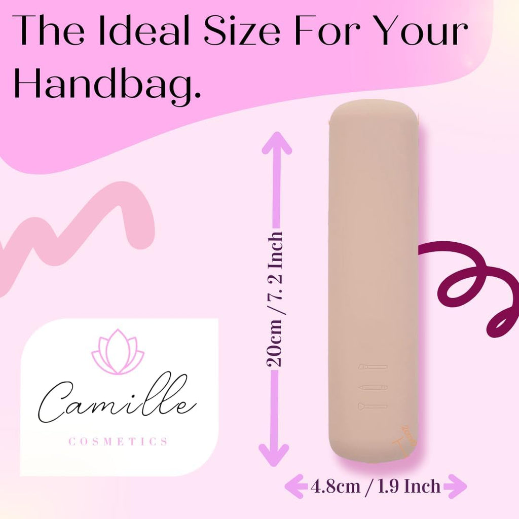 Silicone Makeup Brush Holder, Soft Silicone Makeup Organize Portable Make up Bag Anti-Fall Out Cosmetic Pouch, Makeup Sponge Holder
