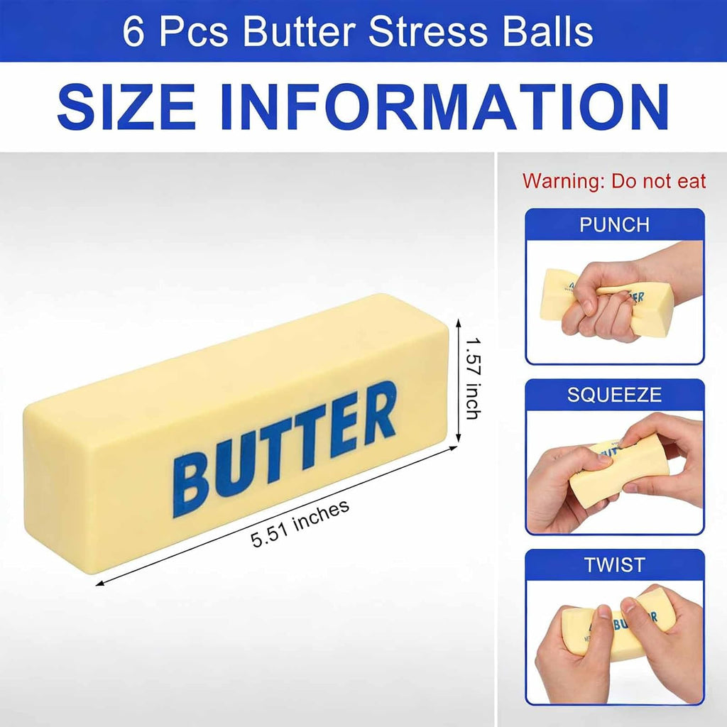 6Pcs Slow Rising Butter Squishies Fidget Toys Adults, Slow Rebound Stress Balls Stress Relief & Fidget Toys for ADHD, Easter Basket Stuffers Easter Gifts