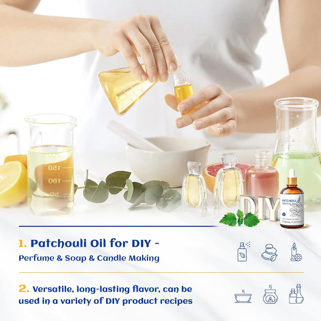 Patchouli Essential Oil for Diffuser,Aromatherapy,Skin&Hair Care | for Facial Care, Hair Use, Aroma Diffuser, Candle Craft,Soap Making&Diy Perfume-Daily Bottle 30Ml/1 Fl Oz