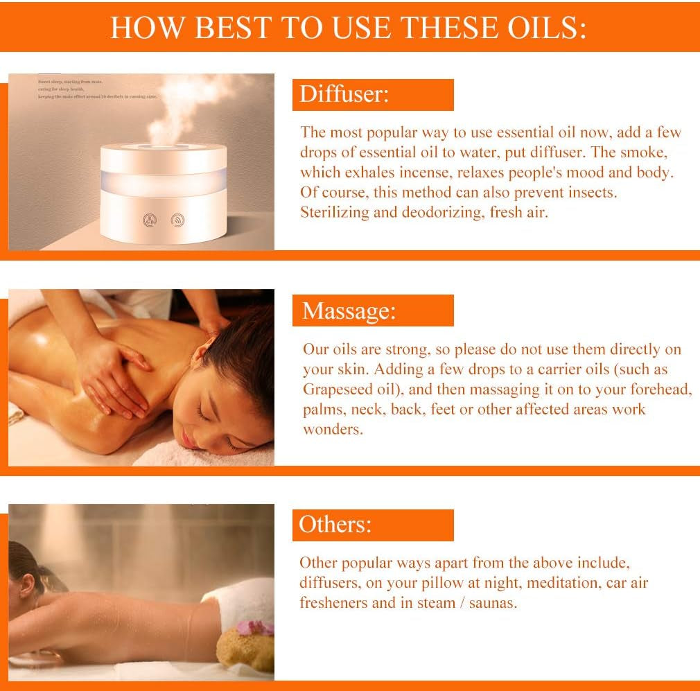 Tangerine Aromatherapy Essential Oil, 100% Pure Tangerine Scent Essential Oil for Diffusers, Humidifier, Therapeutic Grade Aromatherapy Tangerine Scent Essential Oil Fragrance for Massage 0.33Oz-10Ml