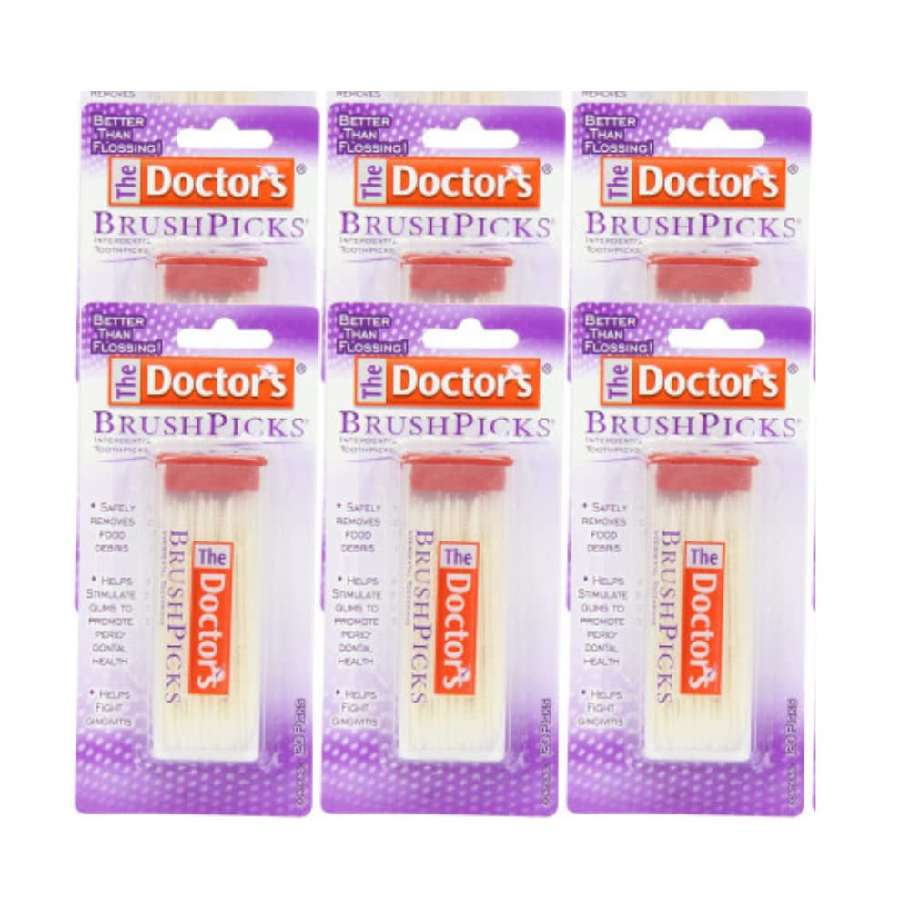 Brushpicks Interdental Toothpicks | 120-Picks per Pack | (6-Pack)