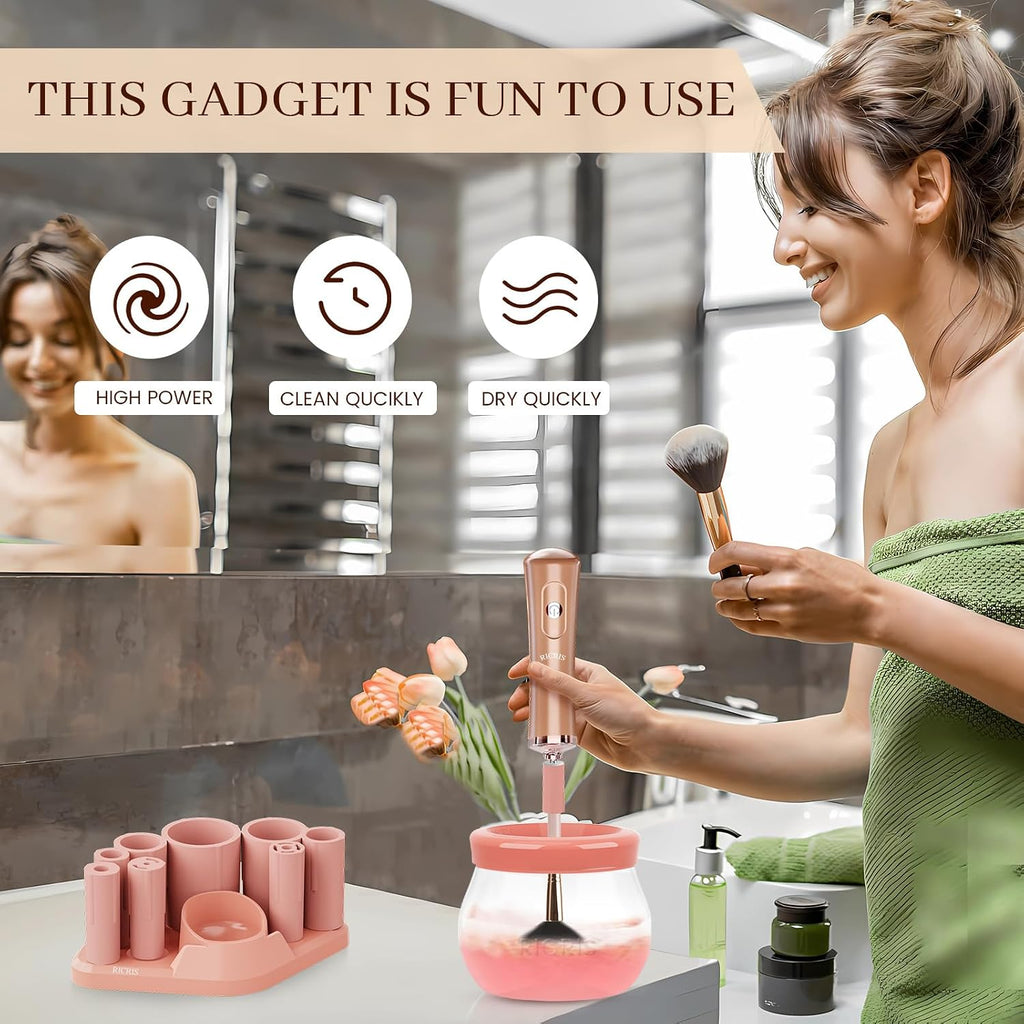 Electric Makeup Brush Cleaner and Dryer - Rapid Cleaning and Drying Solution for Cosmetic Brushes - Automatic Brush Spinner Washer