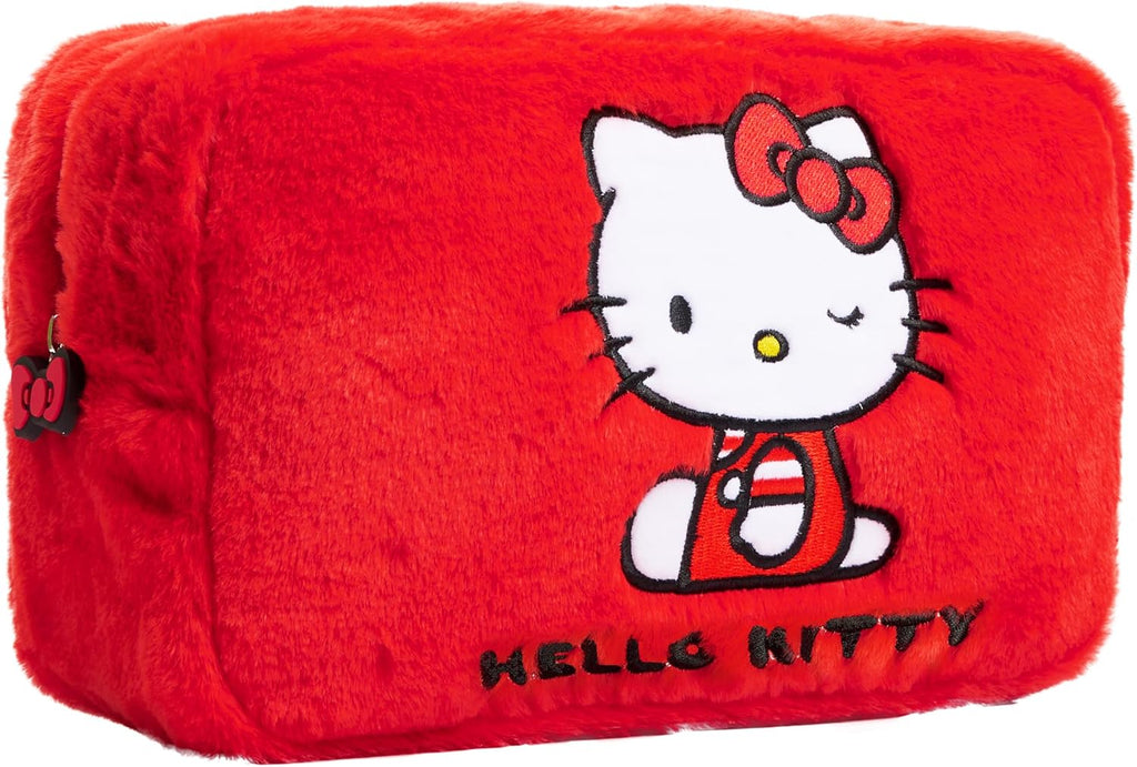 Cute Makeup Bag Fluffy Kawaii Travel Bag, Zipped Cosmetic Bag Toiletry Bag for Women Teens Girls, Gift for Her