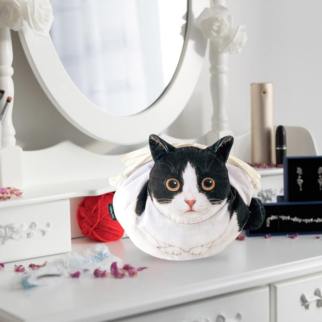 Cat Cosmetic Bag - Cat Shaped Funny Kitten Drawstring Toiletry Bag,Soft Makeup Travel Bag Organizer and Cat Coin Pouch Purse for Bathroom, Vacation, Gym