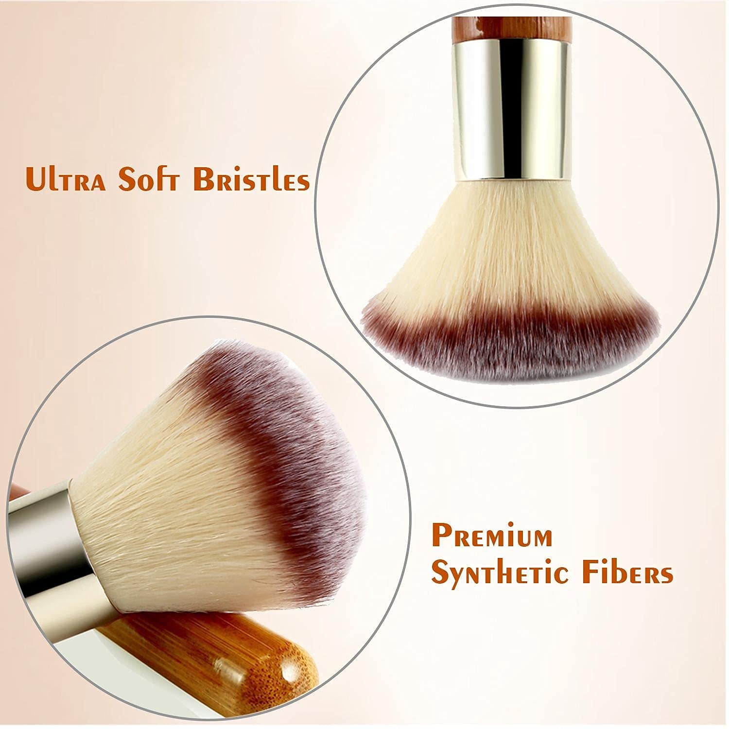Makeup Brush Set 2 Pieces Face Blush Kabuki Powder Foundation Makeup Brushes for Mineral BB Cream
