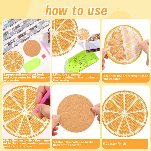 12 Pieces Diamond Art Painting Coasters Kit with Holder, Diamond Art Coasters, DIY Diamond Crafts Projects, Diamond Dot Kits for Adults and Beginners(Fruit Style)