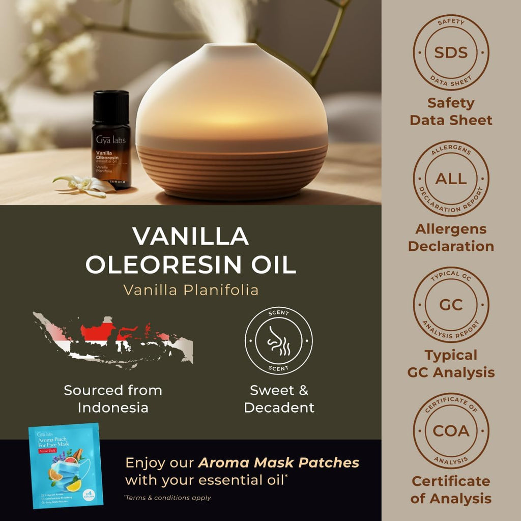 Vanilla Essential Oil for Diffuser - Vanilla Oleoresin Essential Oil - Vanilla Essential Oil for Skin & Candle Making - Long Lasting Vanilla Oil Perfume (10Ml)