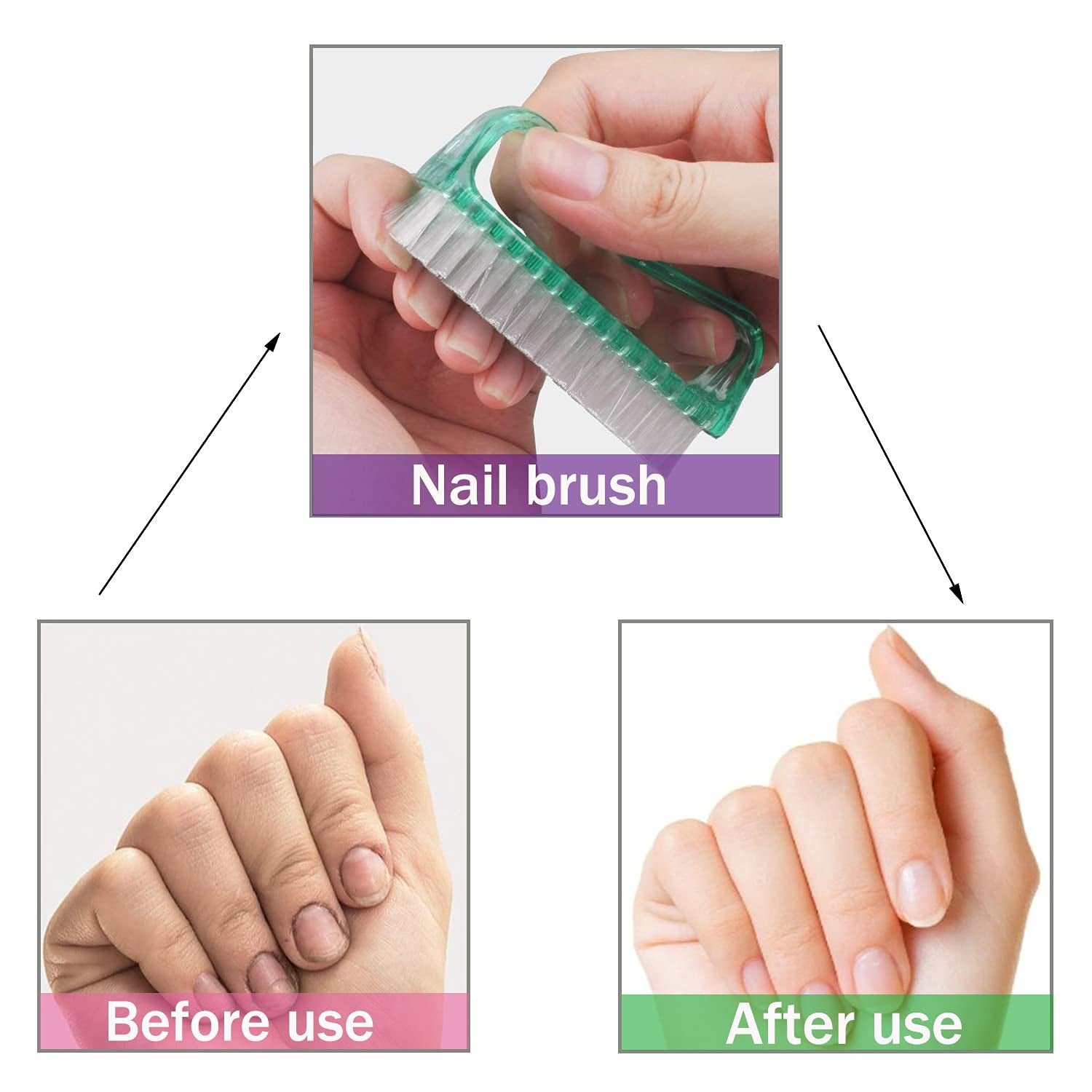 Handle Grip Nail Brush, Hand Fingernail Scrub Cleaning Brushes for Toes and Nails Cleaner, Pedicure Scrubbing Tool Kit for Men and Women 5 Pack (Multicolor)