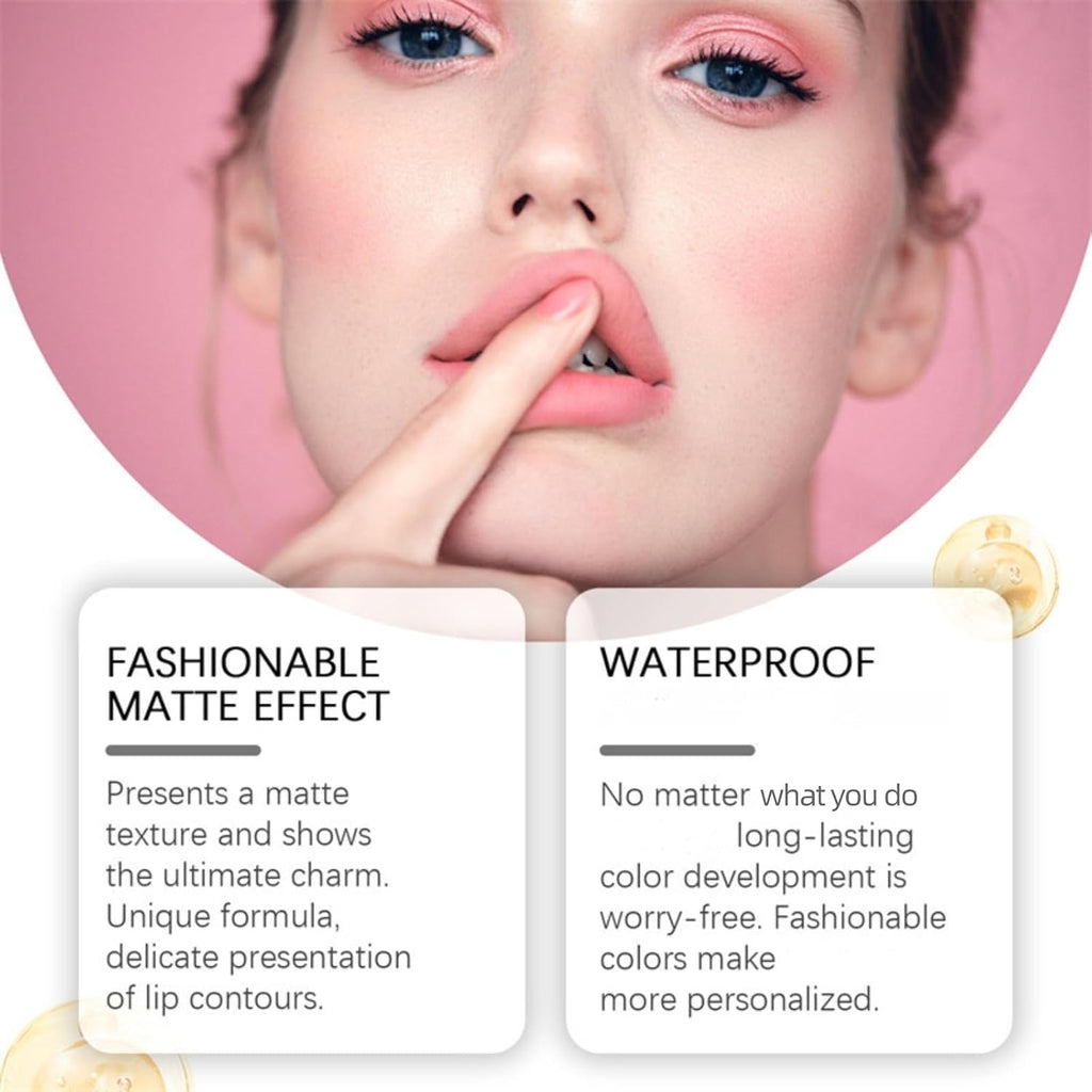 2-In-1 Lipstick Lip Liner Set,Long Lasting Waterproof Matte Lipstick & Lip Liner Kit,High Pigm/Ented Red Lipstick,Non-Stick Cup Lip Gloss Set,Lip Liner and Lipstick Set for Daily & Holiday,03#