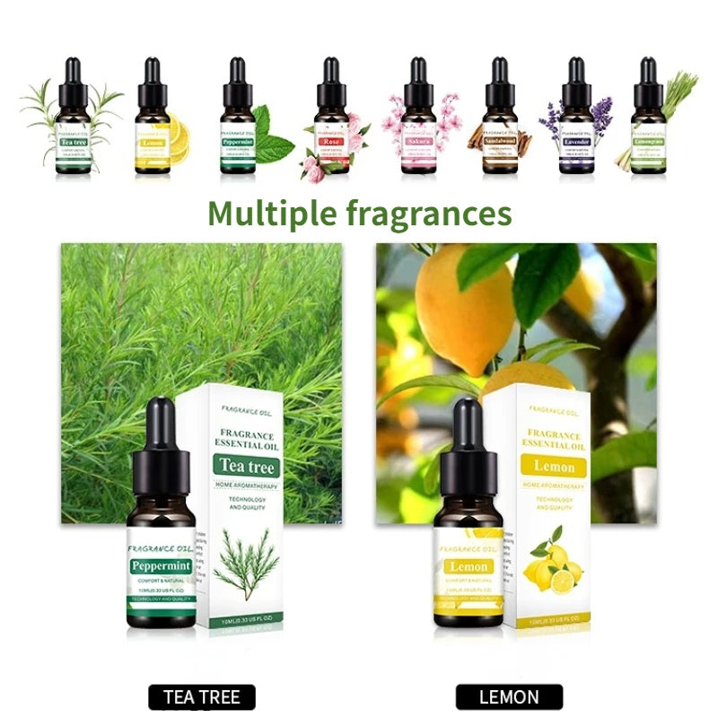 10Ml Essential Oil with Dropper for Diffuser Natural Plant Lemon Grass Peppermint Rose Lavender Sandalwood Aroma Essential Oils