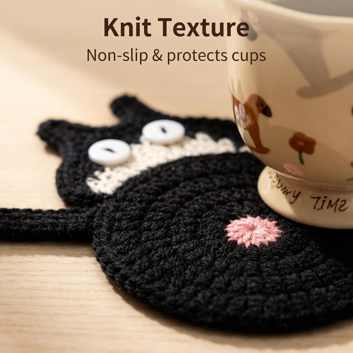 Cat Gifts for Cat Lovers 3PCS Cat Coaster Woven Creative Cute Cat Coaster Insulation Coaster Coffee and Tea Coaster Desktop Gifts