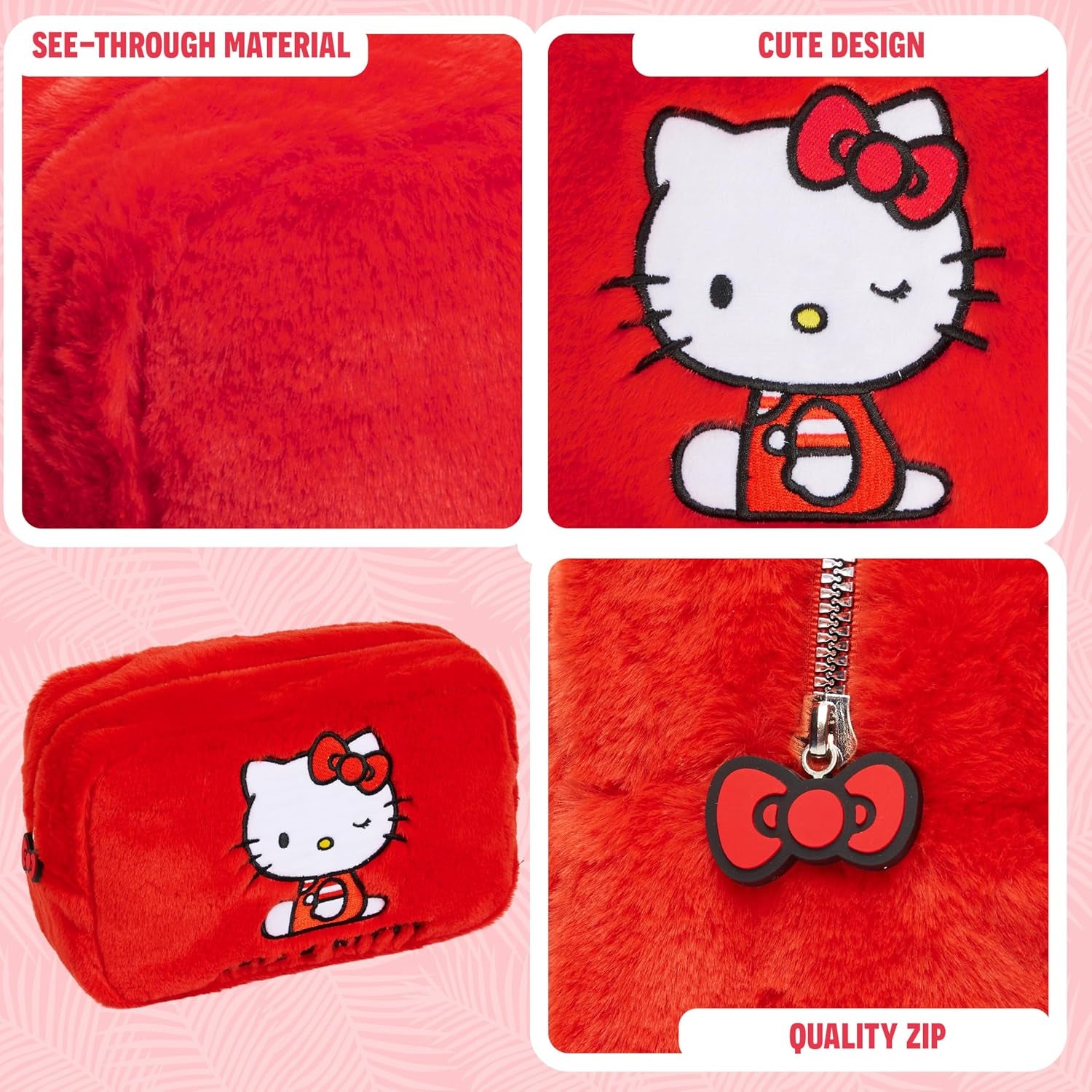 Cute Makeup Bag Fluffy Kawaii Travel Bag, Zipped Cosmetic Bag Toiletry Bag for Women Teens Girls, Gift for Her