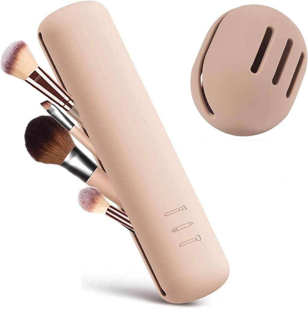 Silicone Makeup Brush Holder, Soft Silicone Makeup Organize Portable Make up Bag Anti-Fall Out Cosmetic Pouch, Makeup Sponge Holder