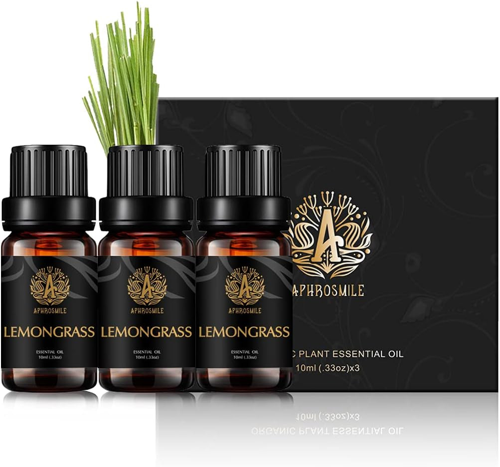 Aromatherapy Essential Oils Set, & Lemongrass Essential Oils Scent Kit for Diffuser, Humidifier, Massage, 3 * 10Ml Lemongrass Aromatherapy Essential Oils Fragrance Oils Sets
