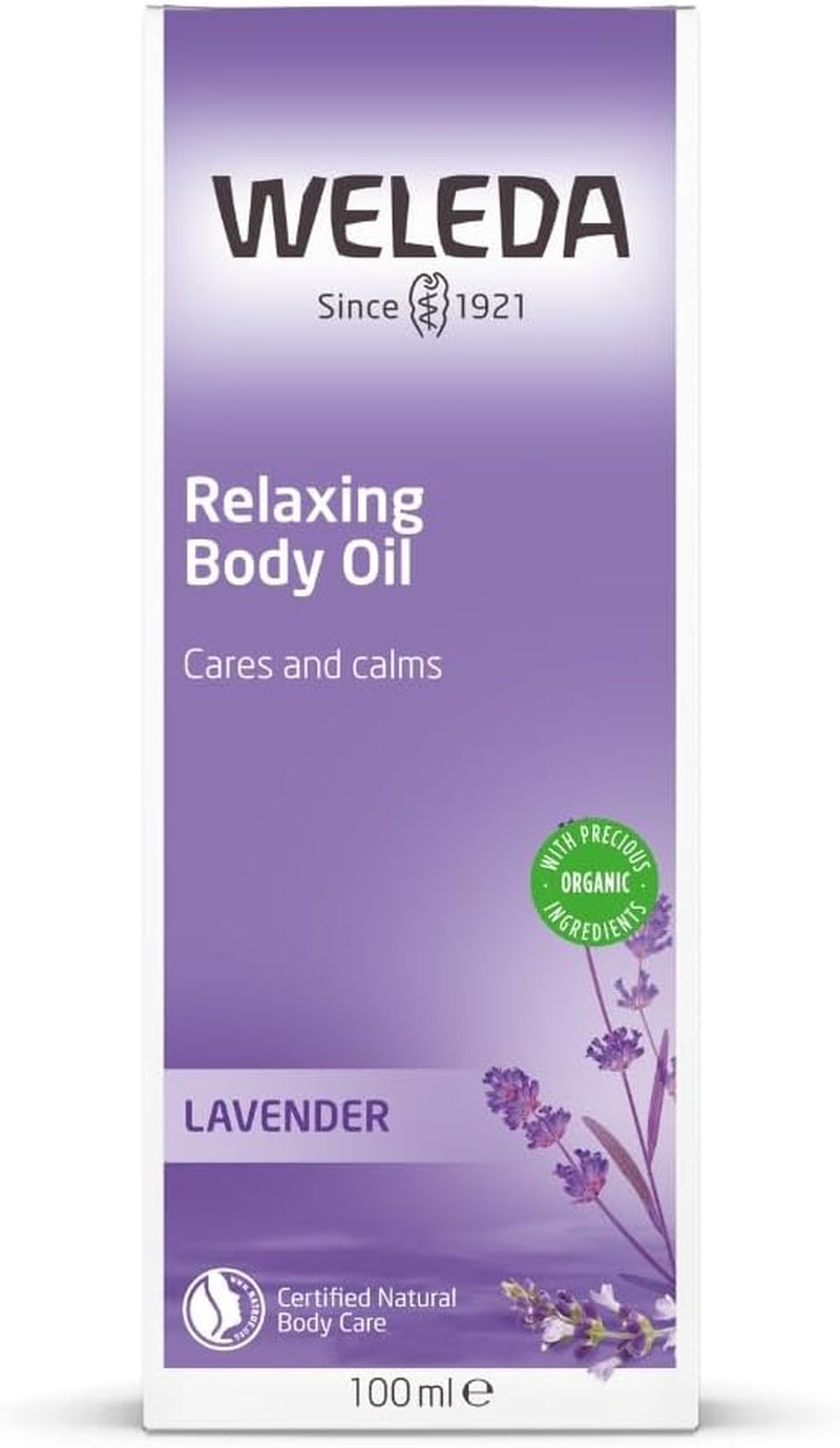 Lavender Relaxing Body Oil with Sweet Almond & Sesame, 100 Ml | Aromatherapy Oil for Massage, Nourishes Normal to Dry Skin, Vegan, Dermatologically Tested, Organic Ingredients