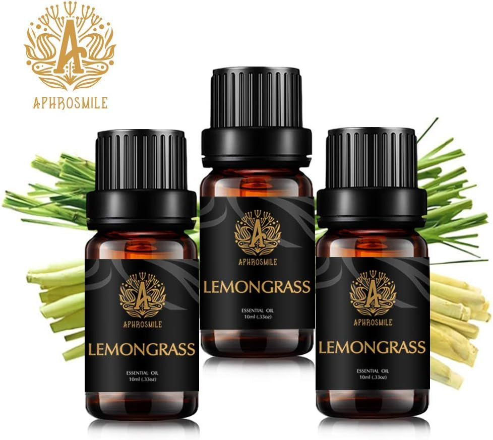 Aromatherapy Essential Oils Set, & Lemongrass Essential Oils Scent Kit for Diffuser, Humidifier, Massage, 3 * 10Ml Lemongrass Aromatherapy Essential Oils Fragrance Oils Sets