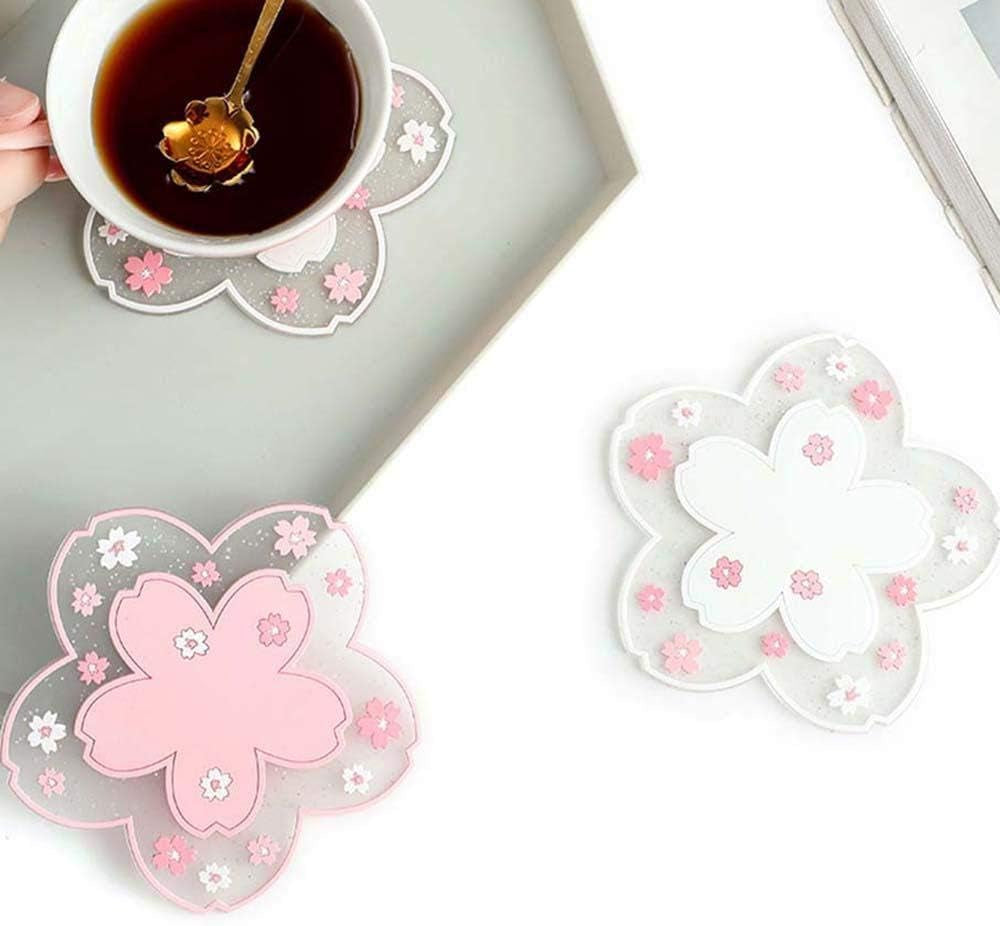 Durable Non-Slip Sakura Coffee Cup PVC Coaster Home Tea Coaster Bowl Pad Placemat Coaster(S)