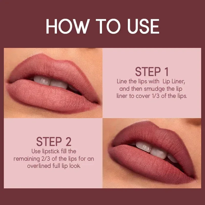 2 in 1 Lipstick Set Lip Liner Free Shipping Make-Up for Women Waterproof Long Lasting Cosmetics Korean Makeup Matte Lipstick