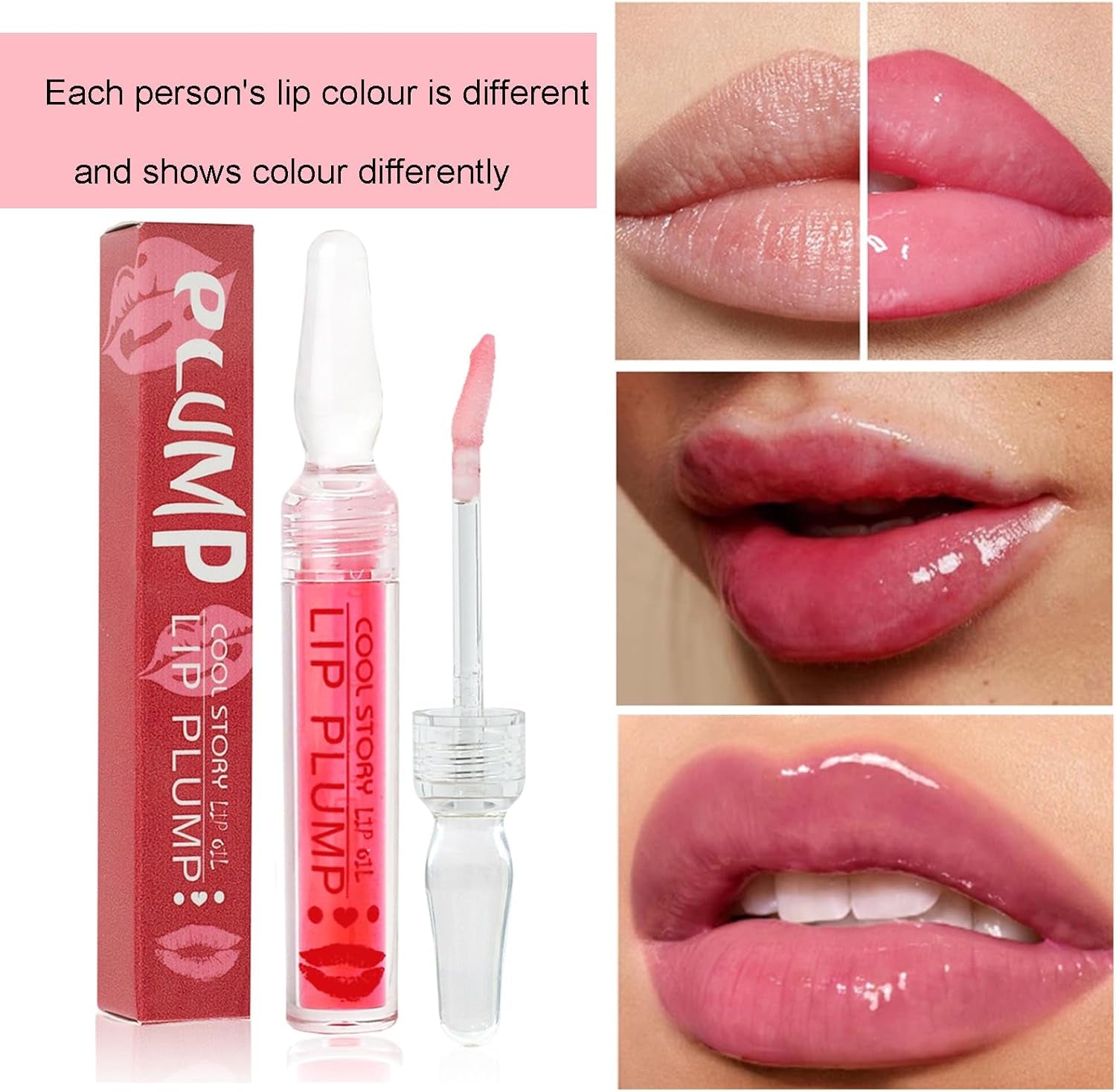 Moisturizing Lip Oil Hydrating Lip Glow Oil,No-Sticky Lip Gloss Lip Balm Lip Care Oil Tinted Clear Lip Plumper, Pink Lip Glaze Glossy Lip Make up for Dry Lip