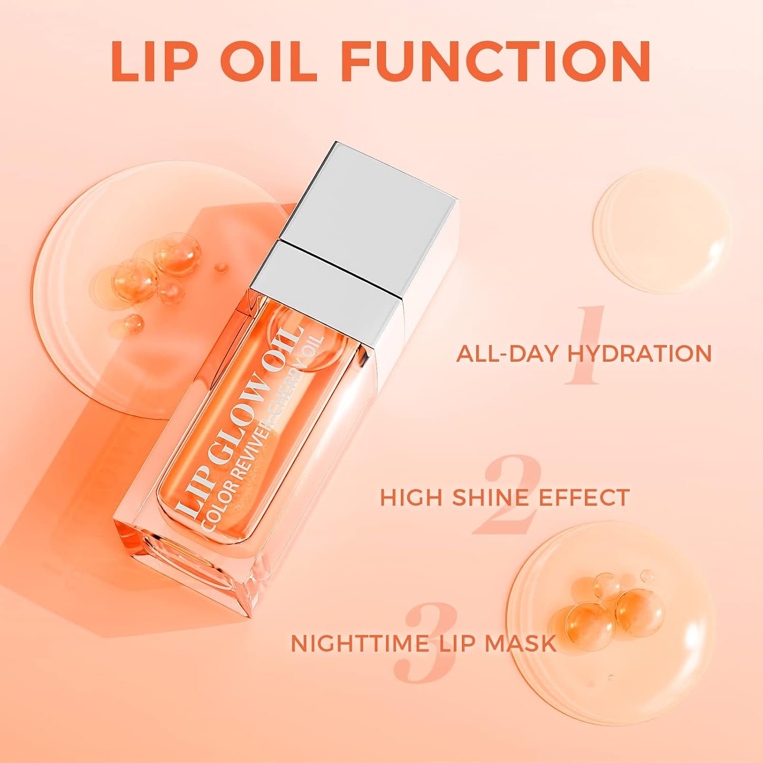 Hydrating Lip Glow Oil, Plumping Lip Gloss Tinted Lip Balm Transparent Lip Care, Long Lasting Hydrating Lip Gloss Tinted Lip Non-Sticky, Lip Tint Lip Care Oil for Dry Lip