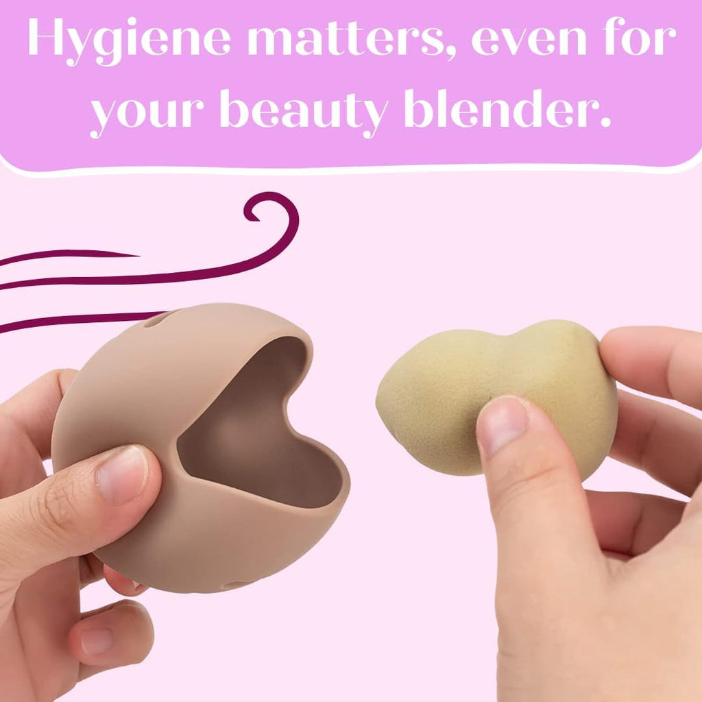 Silicone Makeup Brush Holder, Soft Silicone Makeup Organize Portable Make up Bag Anti-Fall Out Cosmetic Pouch, Makeup Sponge Holder