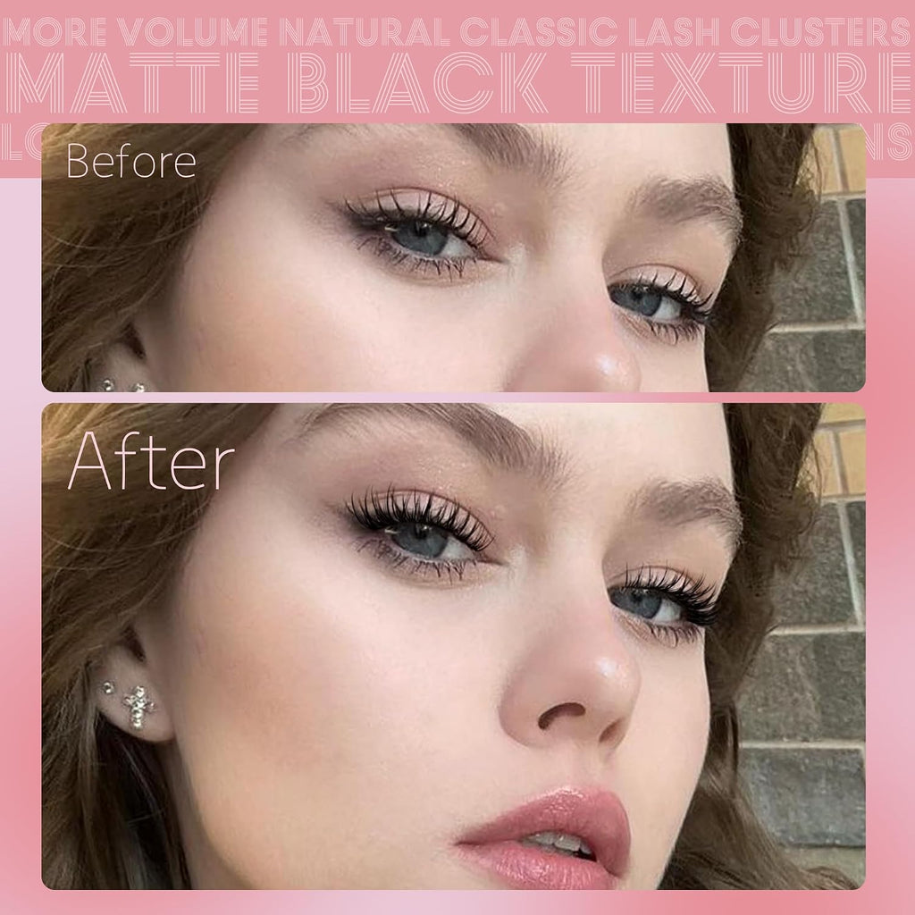 Natural Lash Clusters Wispy Cluster Eyelash Extensions 9-12MM Volume Individual Lashes 132Pcs CC Curl Classic Eyelash Clusters Soft Lash Extensions Easy to Apply for Beginners by