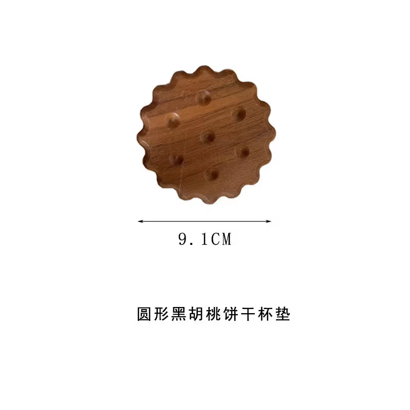 Cookies Coaster Wooden Coaster Cute Biscuit Shape Coaster Wooden Insulation Pad Christmas Birth Gift