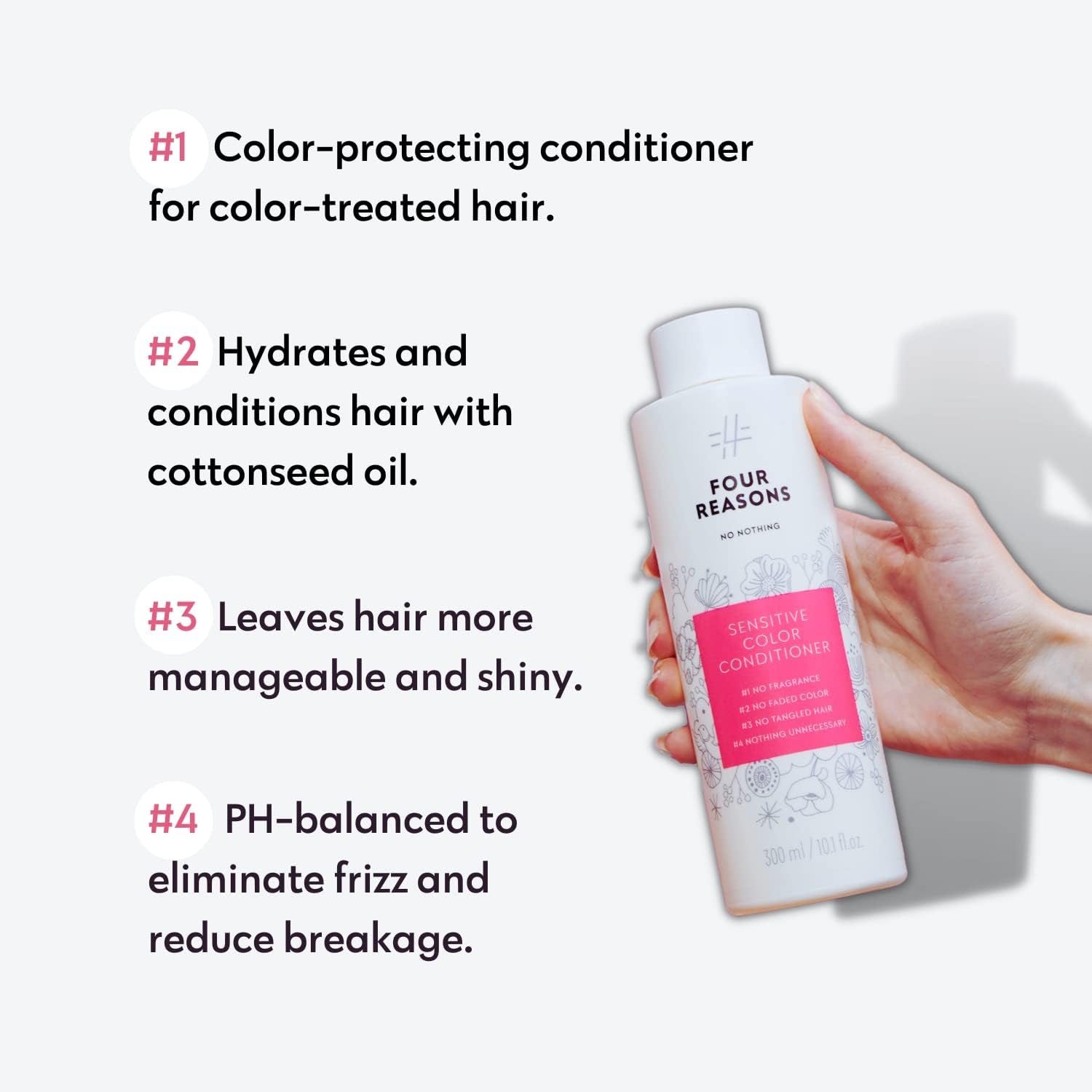 Sensitive Hair Conditioner for Color Treated Hair - Fragrance Free- Hypoallergenic, Phthalate Free, Paraben Free, Vegan & Unscented Conditioner -10.15 Oz