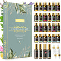 Essential Oils Set, 24 Essential Oil + 4 Blends Essential Oil Roll | Happy, Relax, Air Freshening, for Diffuser, Humidifier, Aromatherapy, Candle & Soap Making, Massage - Essential Oils Gift Set