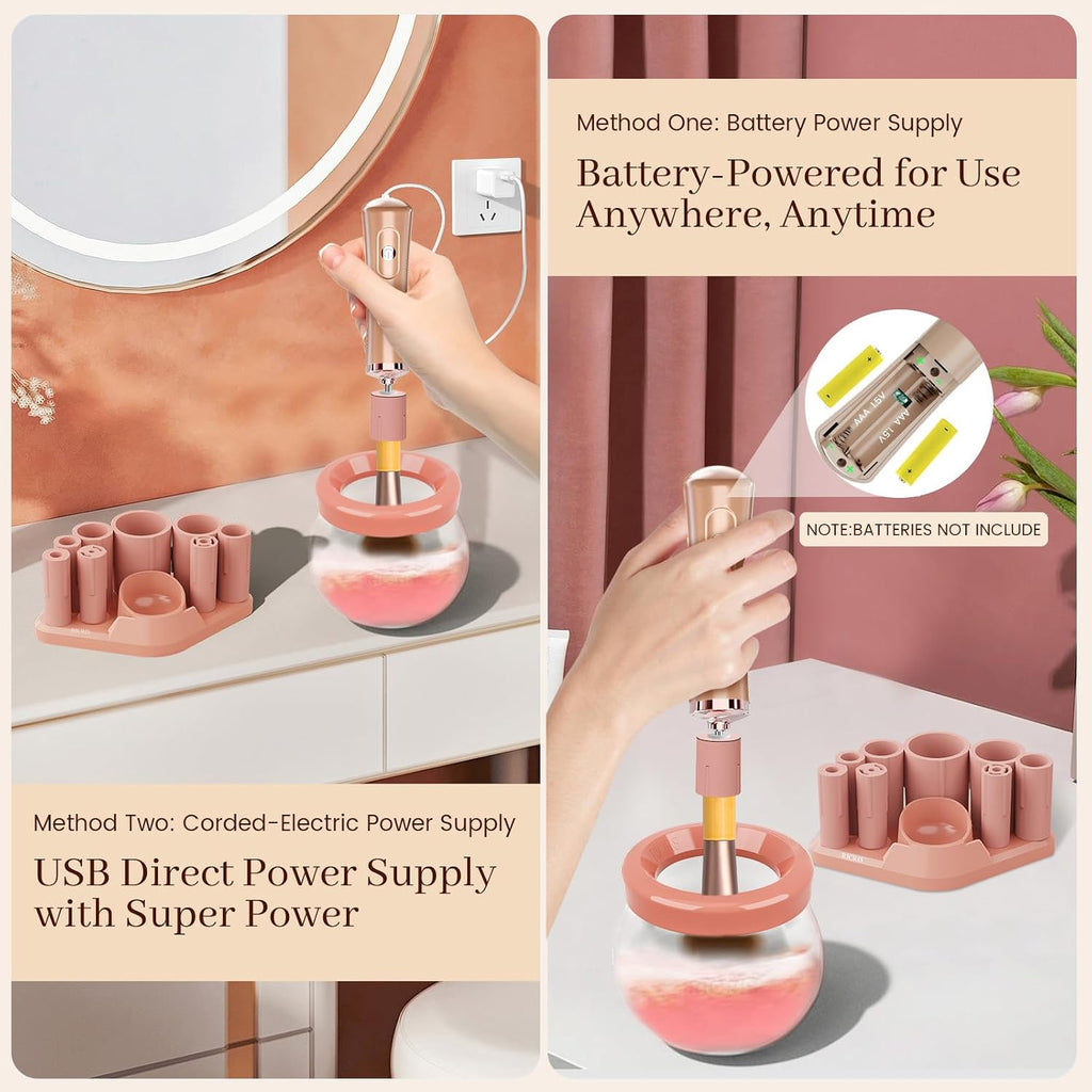 Electric Makeup Brush Cleaner and Dryer - Rapid Cleaning and Drying Solution for Cosmetic Brushes - Automatic Brush Spinner Washer