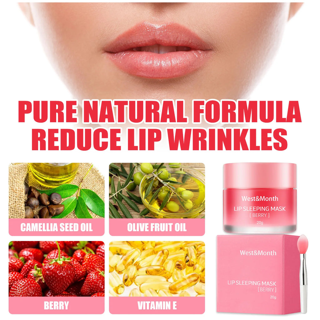 20G Berry Lip Sleeping Mask Night Sleep Maintenance Moisturizing Fade Lip Lines Nourishing Lip Balm Skin Care Korean Cosmetic