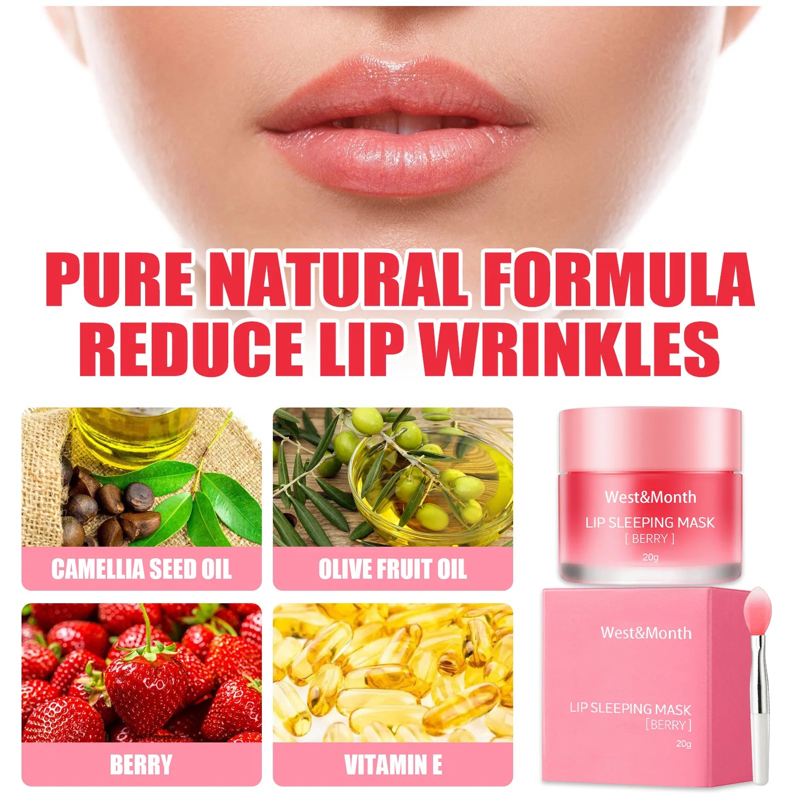 20G Berry Lip Sleeping Mask Night Sleep Maintenance Moisturizing Fade Lip Lines Nourishing Lip Balm Skin Care Korean Cosmetic