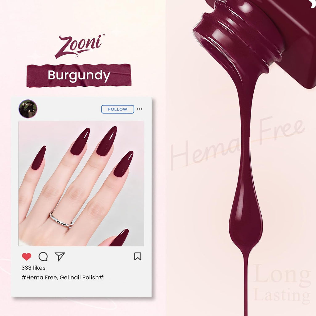 Hema-Free Oxblood Red Gel Nail Polish 1PCS 12ML Gel Polish | Same Color Same Bottle,Soak-Off UV LED, Long-Lasting Nails Art for Salon & Home DIY Manicures