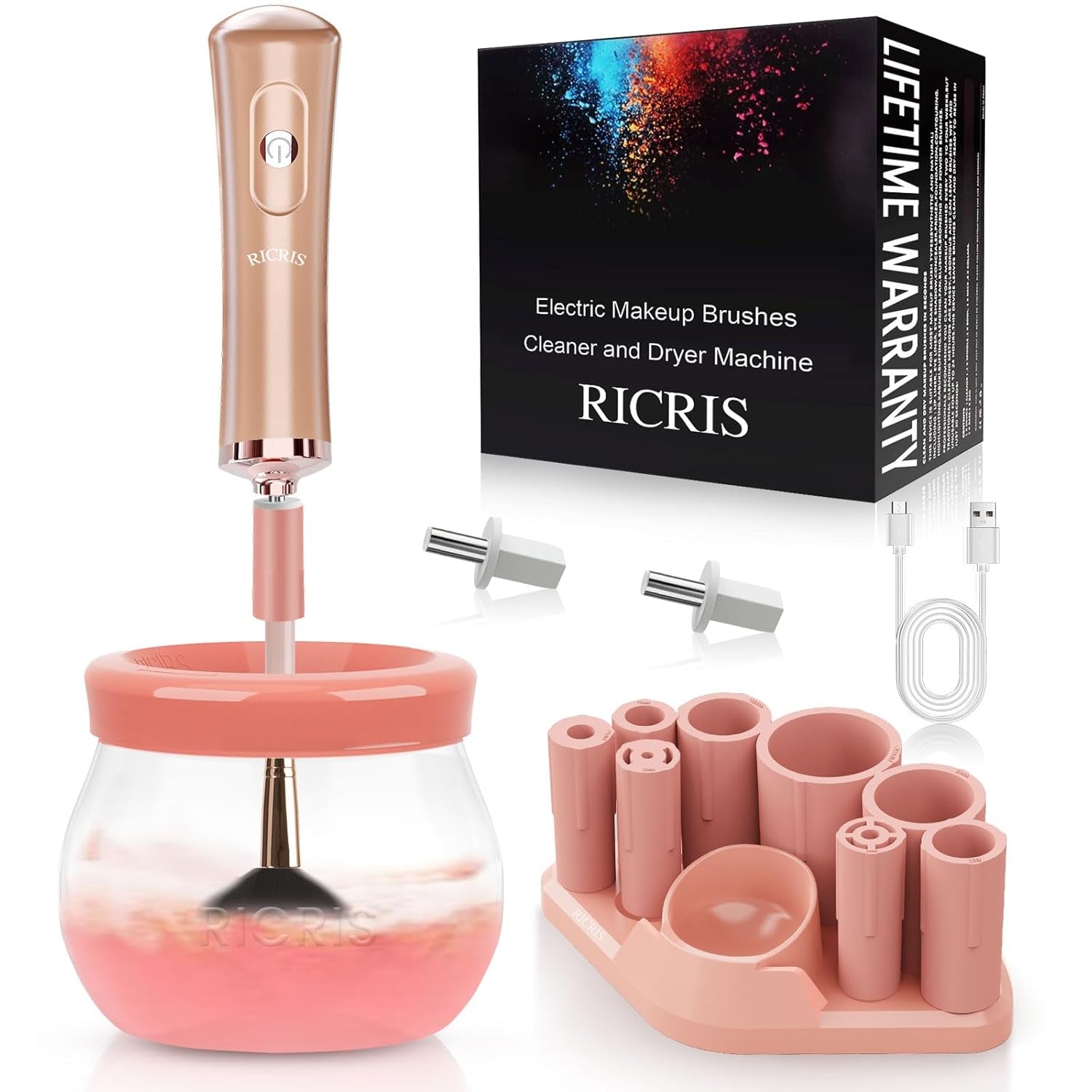 Electric Makeup Brush Cleaner and Dryer - Rapid Cleaning and Drying Solution for Cosmetic Brushes - Automatic Brush Spinner Washer