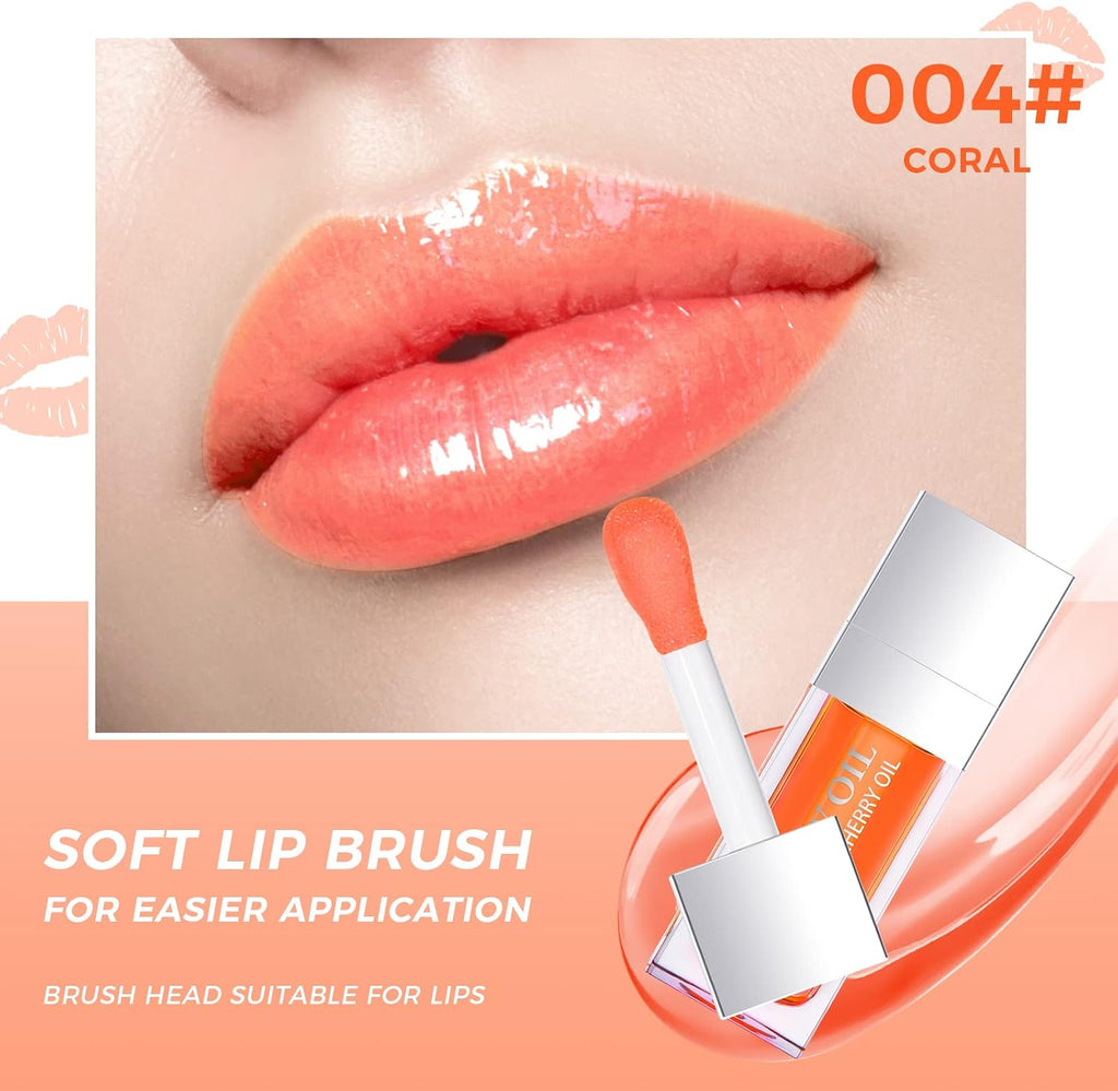 Hydrating Lip Glow Oil, Plumping Lip Gloss Tinted Lip Balm Transparent Lip Care, Long Lasting Hydrating Lip Gloss Tinted Lip Non-Sticky, Lip Tint Lip Care Oil for Dry Lip