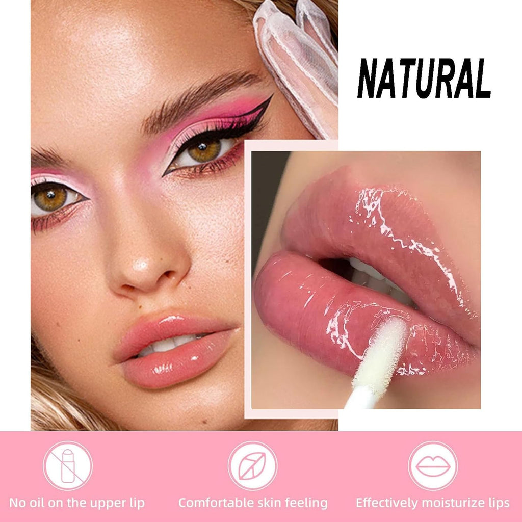 Moisturizing Lip Oil Hydrating Lip Glow Oil,No-Sticky Lip Gloss Lip Balm Lip Care Oil Tinted Clear Lip Plumper, Pink Lip Glaze Glossy Lip Make up for Dry Lip