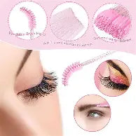 400 Spoolies Mascara Wand and Lip Brush Disposable Lash Brushes for Eyelash Extensions, Lipstick Lip Gloss Wands Applicator Tool (Pink)