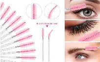 400 Spoolies Mascara Wand and Lip Brush Disposable Lash Brushes for Eyelash Extensions, Lipstick Lip Gloss Wands Applicator Tool (Pink)